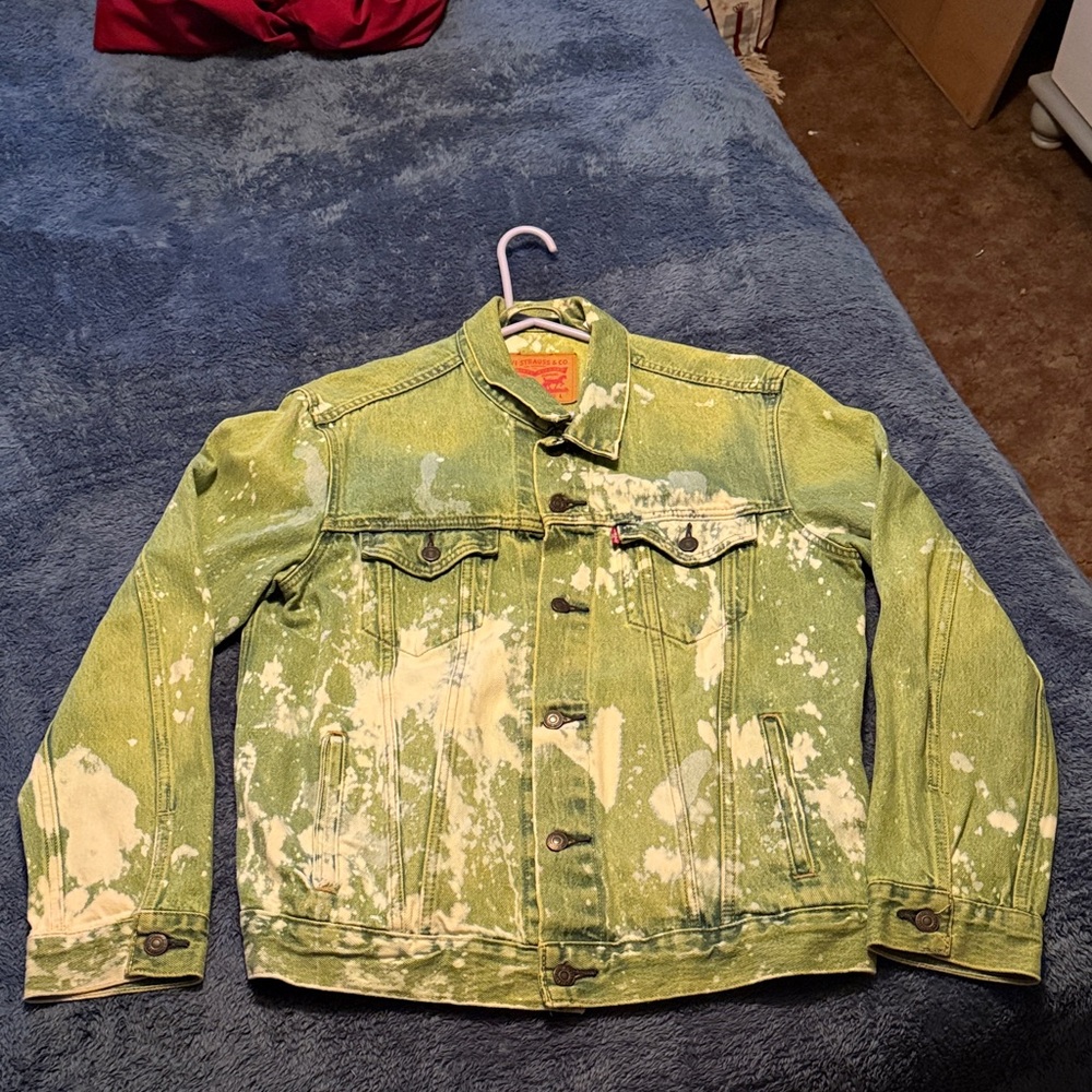Levi's Green and White Denim Jacket